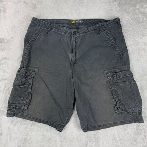 Lee Vintage-Style Black Cargo Shorts Baggy Faded Black Utility Streetwear Y2K
